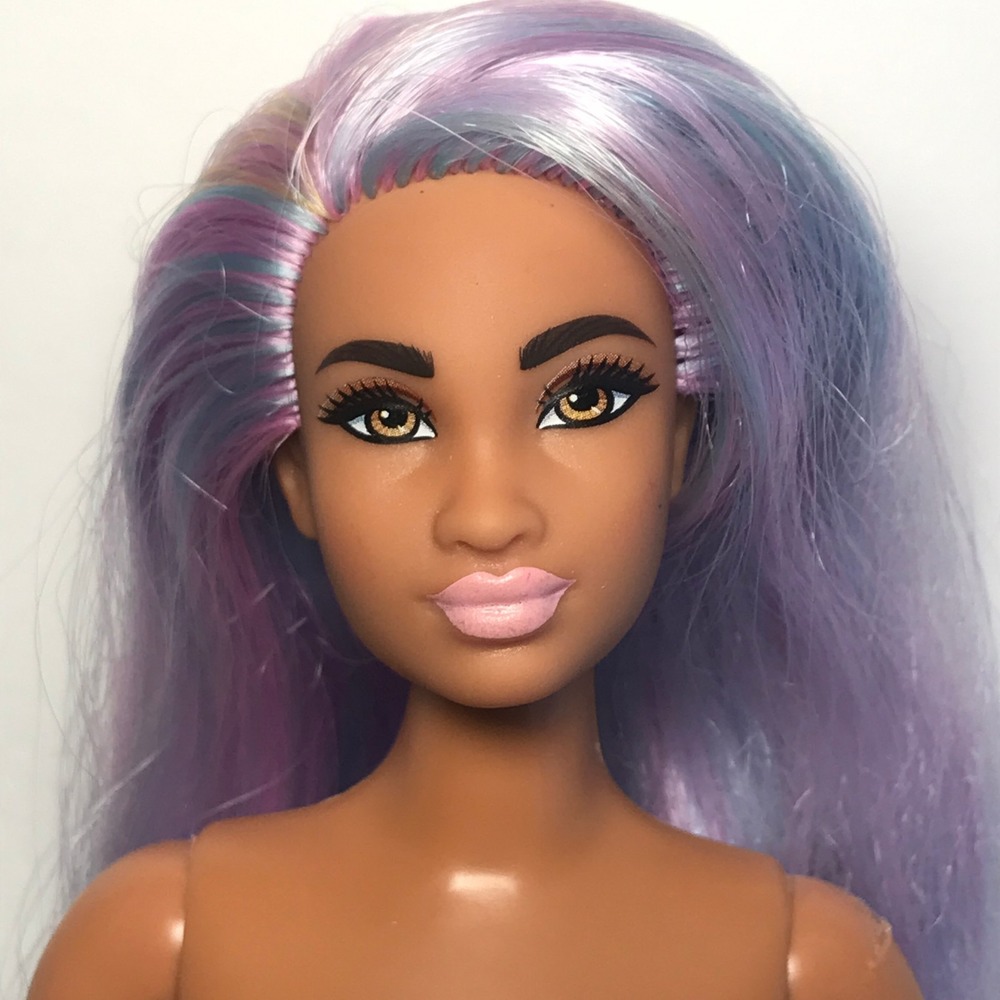 Nude Barbie 2019 Fashionistas 136 Curvy Long Unicorn Hair Mbili Face GHW52 Doll